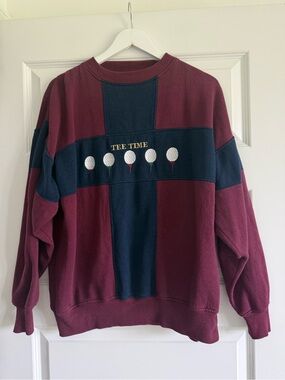 Vintage Crable Sportswear Tee Time Golf Sweatshirt Embroidered Golf Ball Crew
